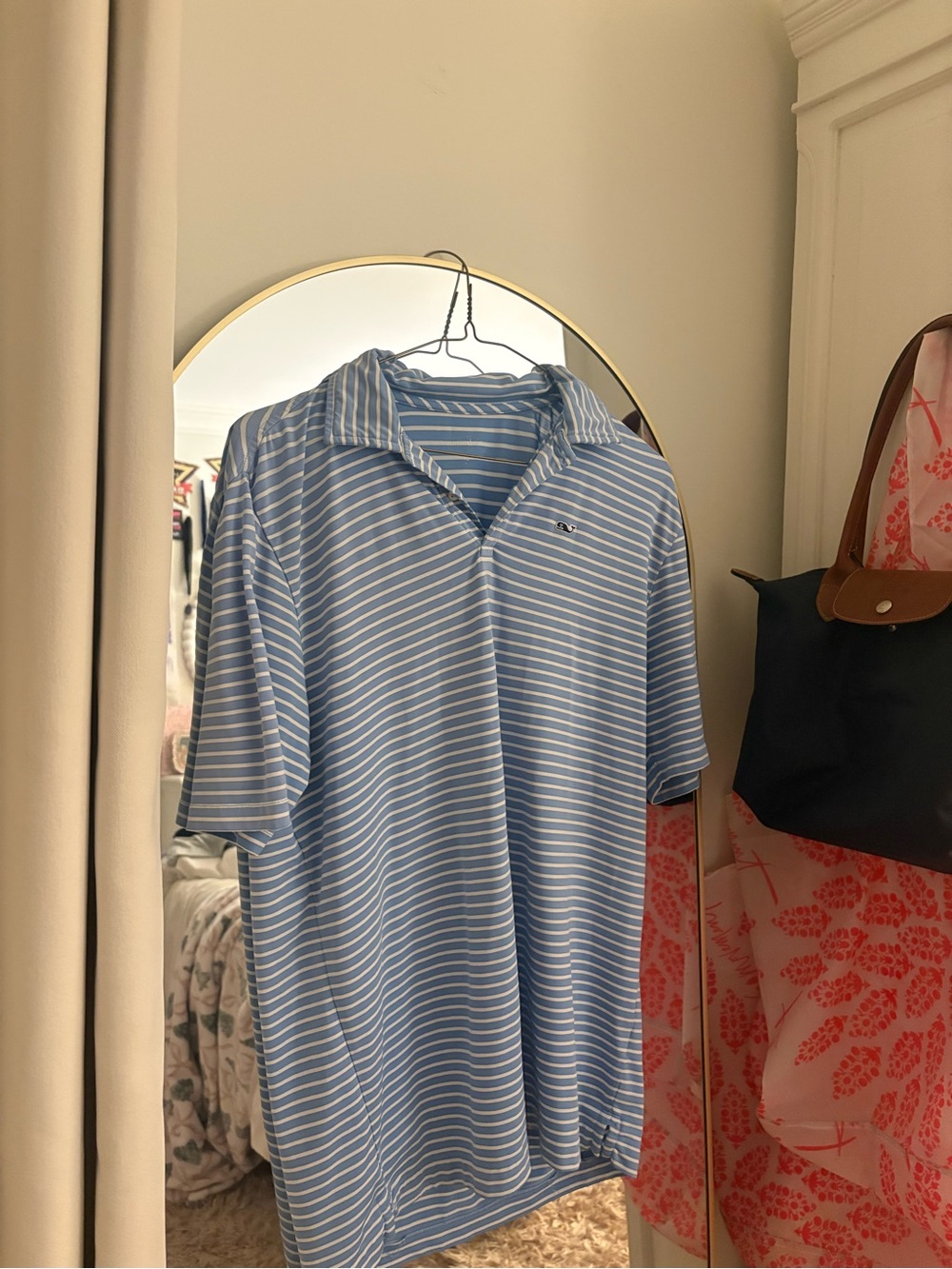 Vineyard Vines Men’s Light Blue & White Striped Polo